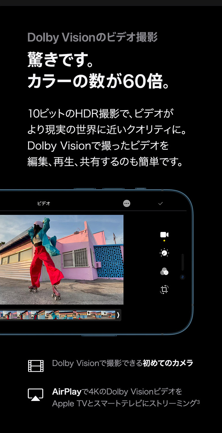Dolby Visionのビデオ撮影 驚きです。カラーの数が60倍。